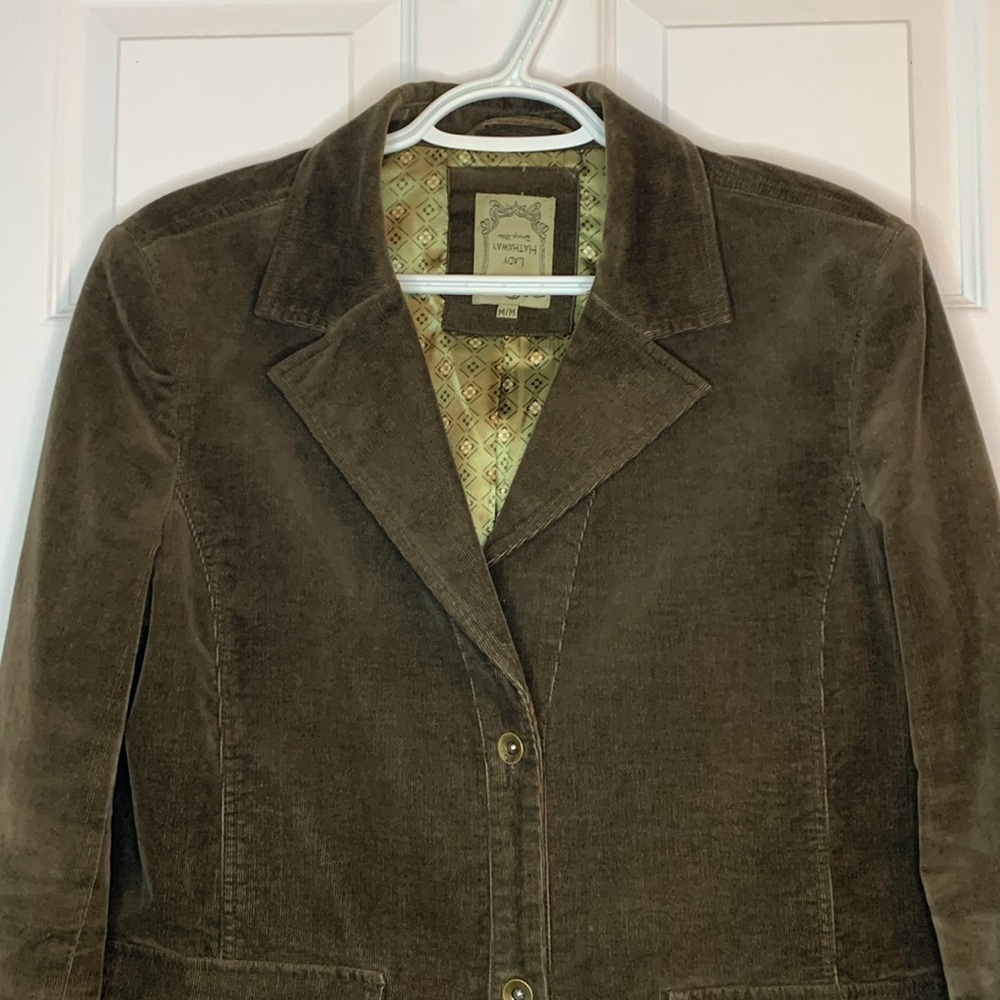 Vintage Lady Hathaway brown corduroy single breasted blazer women’s size medium